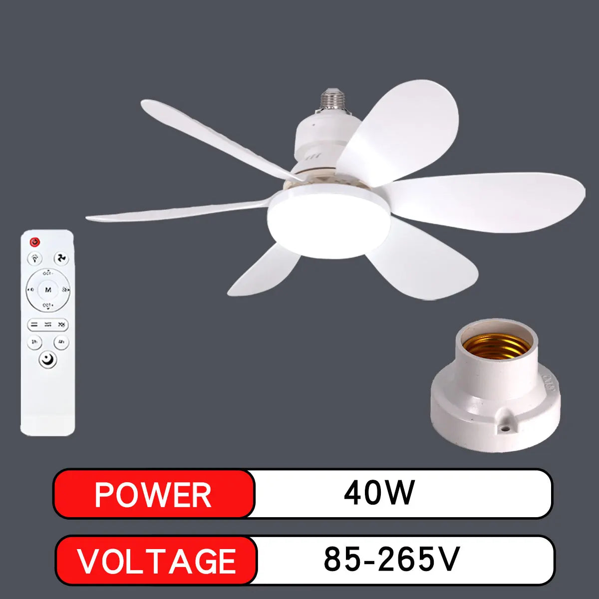 E27 with Remote LED 30W Ceiling Fan Light Dimming Function Suitable for Living Room Study and Home use 85-265V lamp