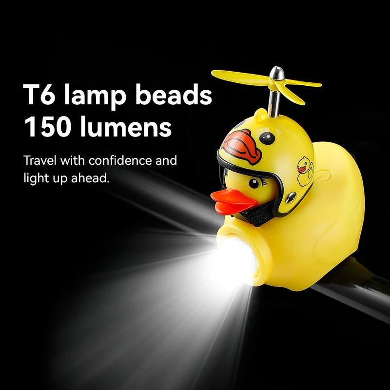 Kids Bike Light Night Riding Little Yellow Duck Children's Bell Horn Flashlight Bicycle Headlight for Cycling Bicycle Front Lamp