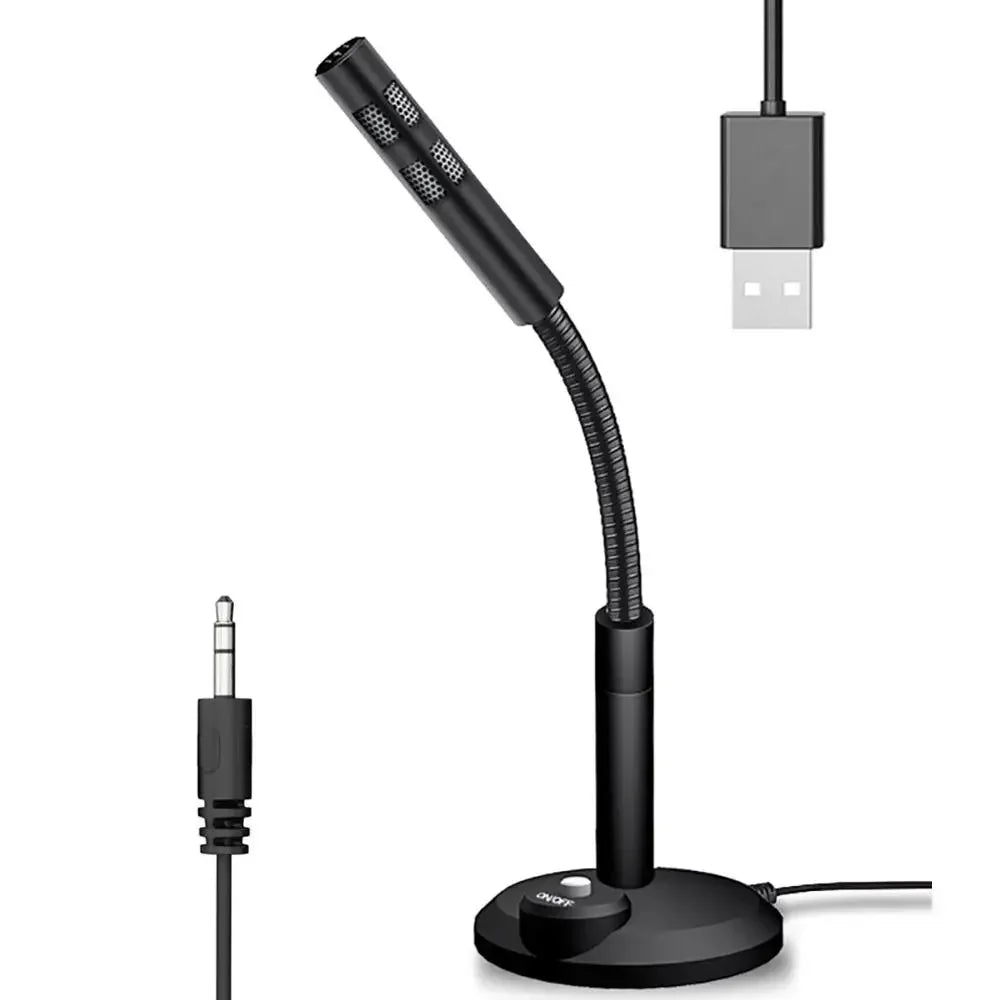 USB Desktop Microphone 3.5mm Omnidirectional PC Laptop Computer Mic for Computer Gaming Recording Chatting Singing Meeting