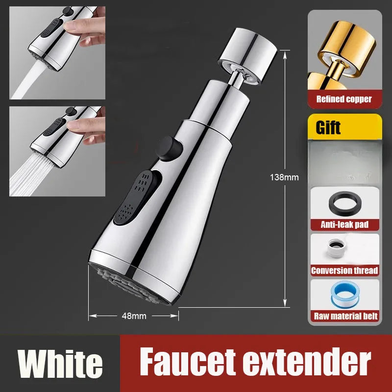 Universal 720° Rotate Kitchen Faucet Extender Aerator Splash Filter Kitchen Washbasin Faucet Bubbler Nozzle