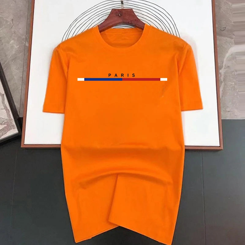 Paris Print Summer High Quality Luxury T-shirt Men Women Cotton Short Sleeve Casual Fashion Tees Oversized Streetwear