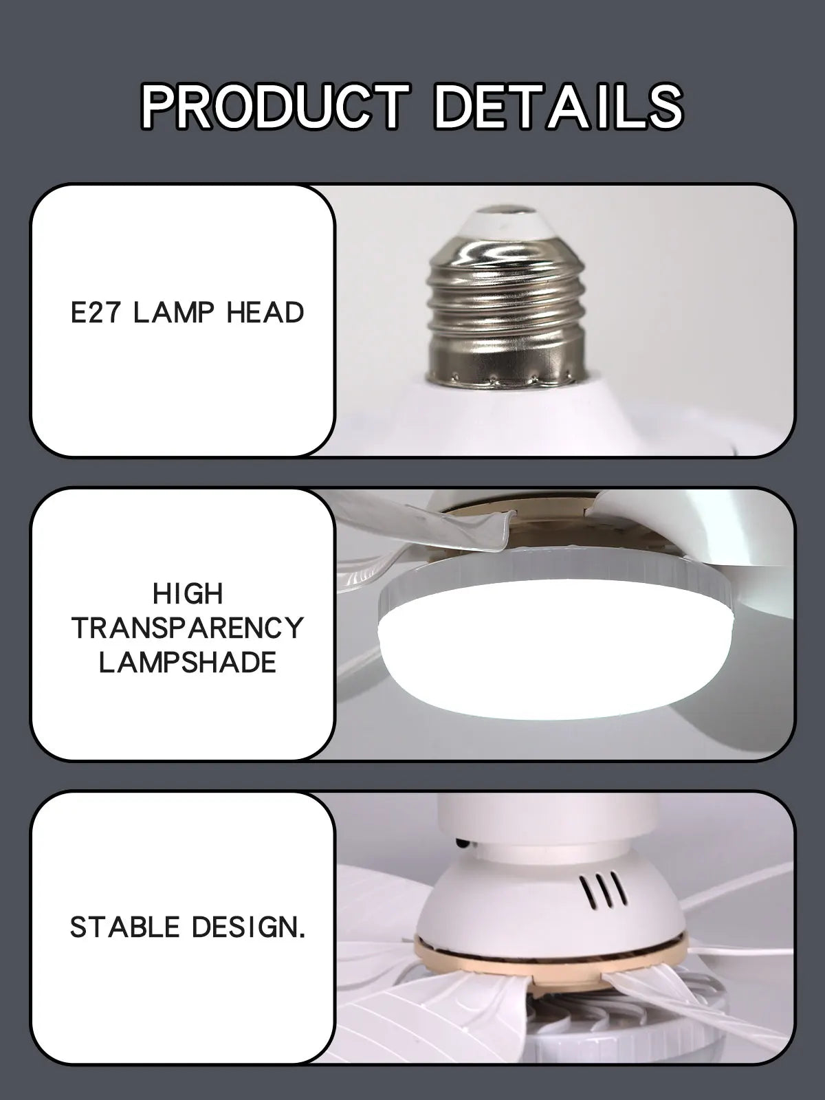 E27 with Remote LED 30W Ceiling Fan Light Dimming Function Suitable for Living Room Study and Home use 85-265V lamp
