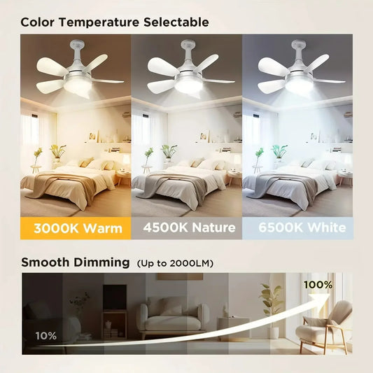 16 Inch 2-in-1 Ceiling Fan with Light Remote Control Fan Lights Dimmable E27 Socket Bedroom Living Room Kitchen Office Bathroom