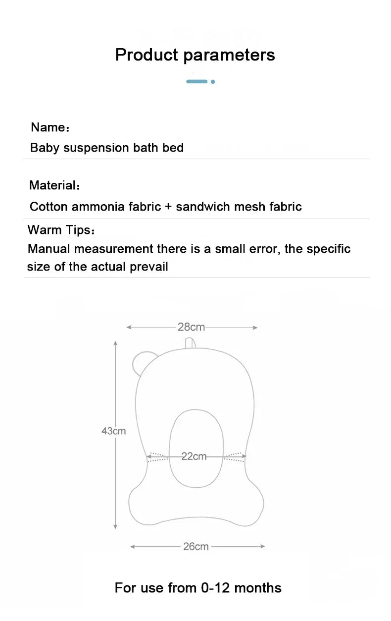 Baby Bath Seat Support Mat Foldable Bath Tub Pad & Chair Newborn Bathtub Pillow Infant Anti-Slip Soft Comfort Body Cushion