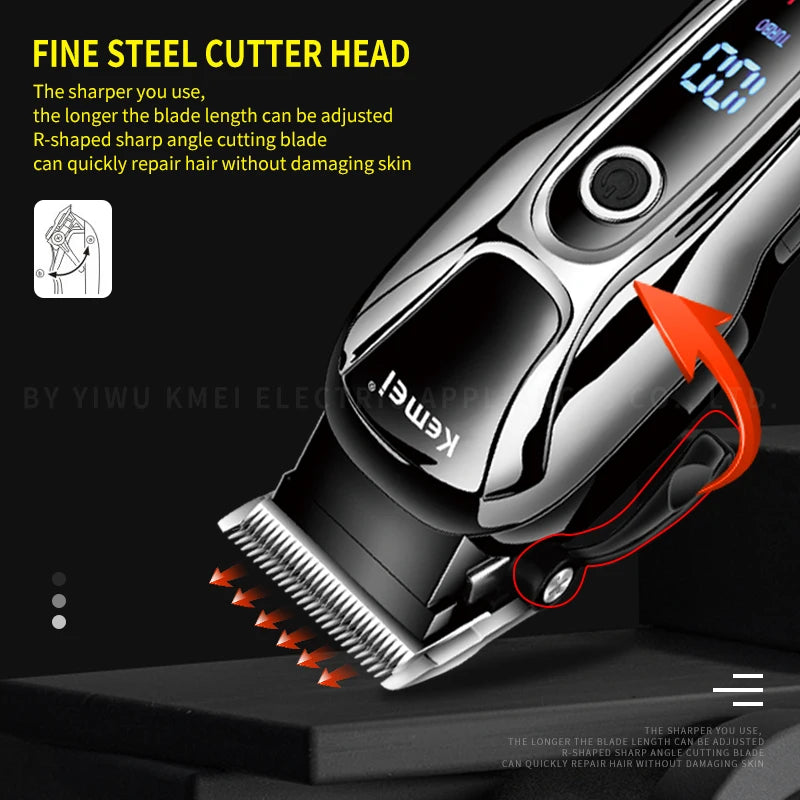 Kemei Barber Hair Clipper Professional Hair Trimmer For Men Electric Man Beard Hair Cutting Machine Haircut Cordless