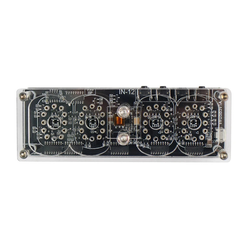 GHXAMP IN-12 Glow Tube 4-digit Clock Colorful LED Backlight DS3231 Nixie Clock IN-12B DC5V USB Electronic DIY