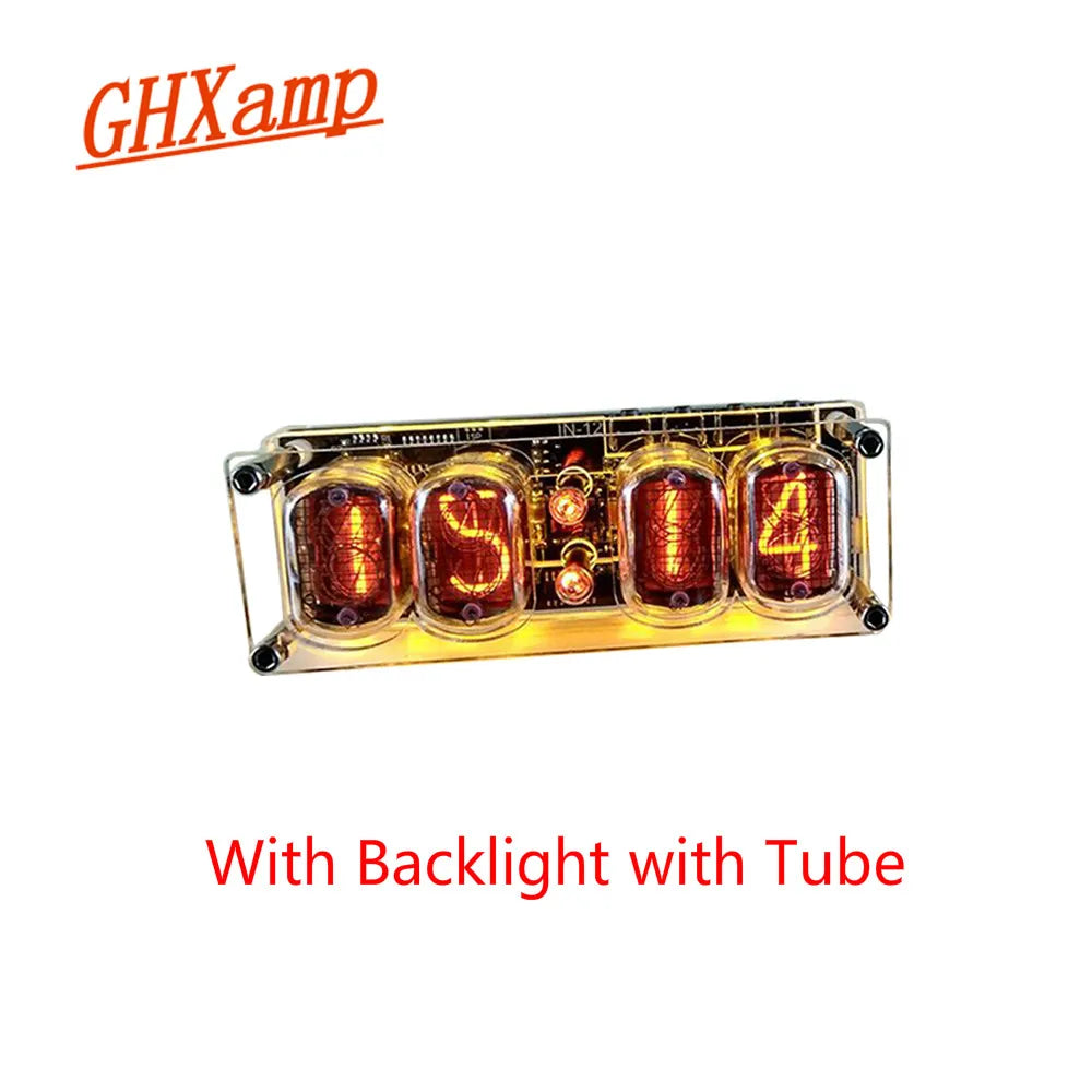GHXAMP IN-12 Glow Tube 4-digit Clock Colorful LED Backlight DS3231 Nixie Clock IN-12B DC5V USB Electronic DIY