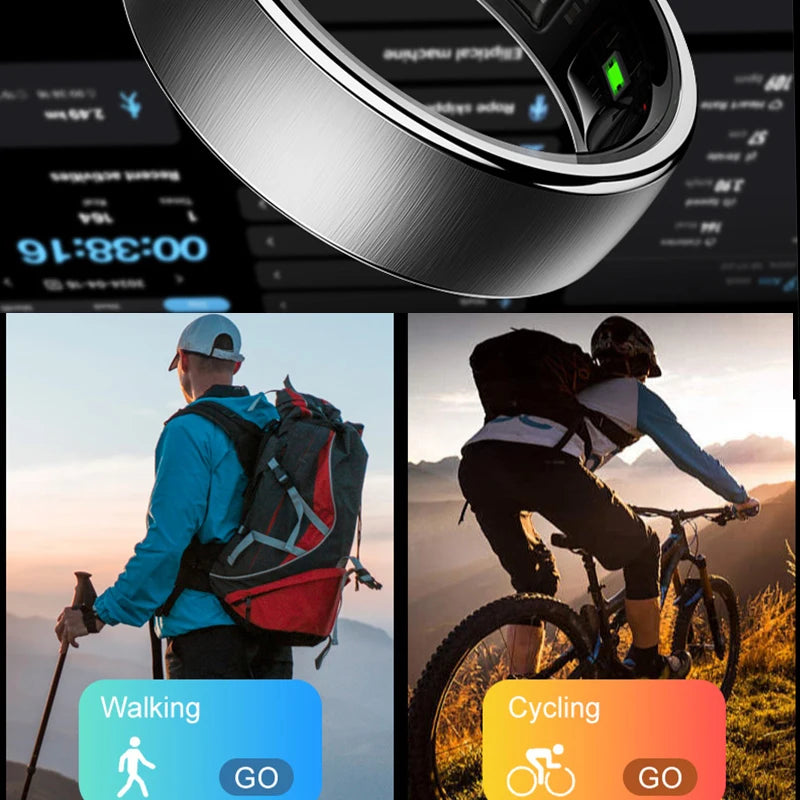 Smart Ring with Gesture Control R10 Womens Men Electronic Smartring Blood Oxygen Health Monitor Sleep Monitor 5ATM Waterproof