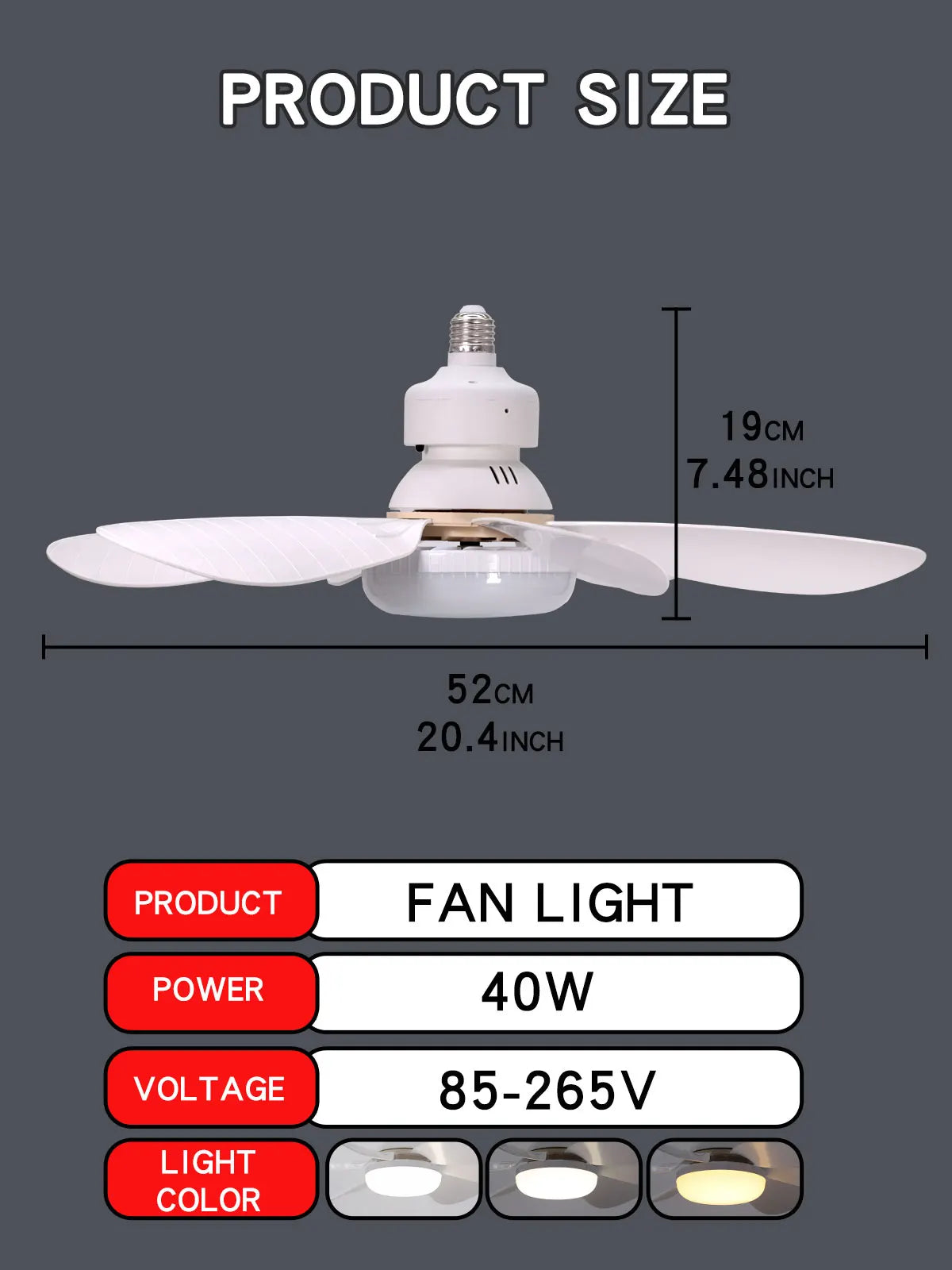E27 with Remote LED 30W Ceiling Fan Light Dimming Function Suitable for Living Room Study and Home use 85-265V lamp