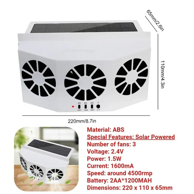 New Car Exhaust Fan USB Rechargeable/solar Air Circulation Cooling and Heat Dissipation High Wind Power 2/3 Head Ventilation Fan