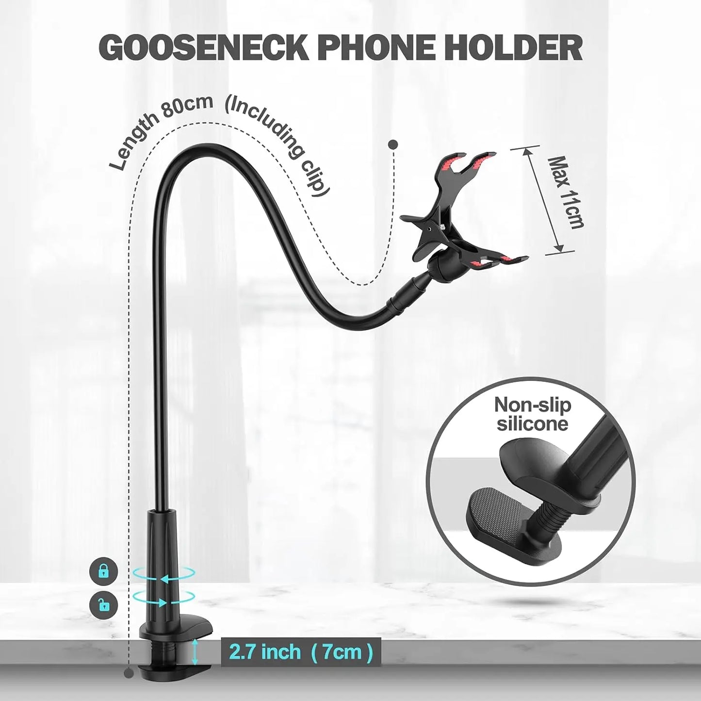 Lazy Bedside DesktopMobile Phone Clamp Bracket Flexible Long Arm Gooseneck Lazy Person Bracket With Handle Overhead Live Bracket