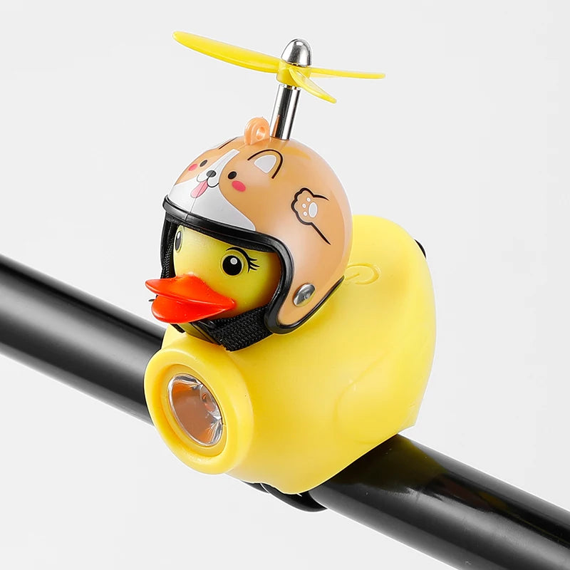 Kids Bike Light Night Riding Little Yellow Duck Children's Bell Horn Flashlight Bicycle Headlight for Cycling Bicycle Front Lamp