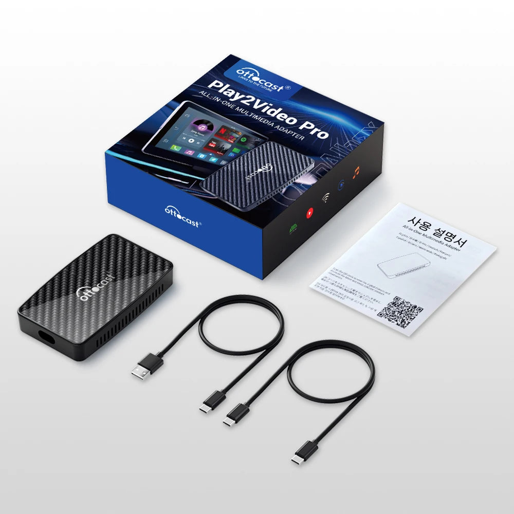 OTTOCAST Play2Video Pro Wireless CarPlay Android Auto Adapter for Youtube for Netflix for IP TV Car Accessories for Kia Toyota