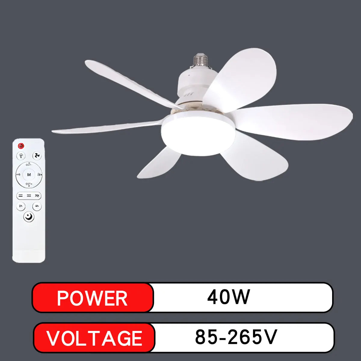 E27 with Remote LED 30W Ceiling Fan Light Dimming Function Suitable for Living Room Study and Home use 85-265V lamp