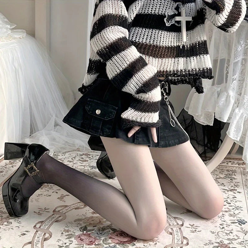 Summer Slim Fit Footed thin Pantyhose Women contrast color Lolita Stockings amp Hosiery Gradient Colour Sexy Stylish Cute tights