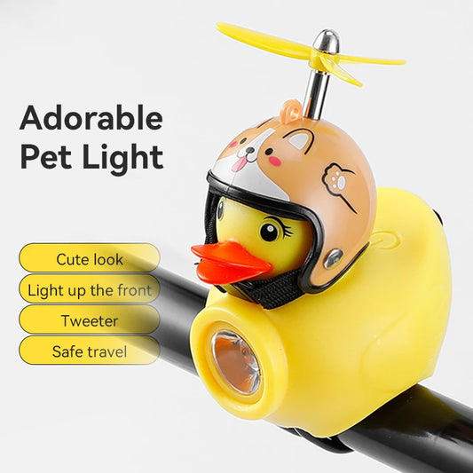 Kids Bike Light Night Riding Little Yellow Duck Children's Bell Horn Flashlight Bicycle Headlight for Cycling Bicycle Front Lamp