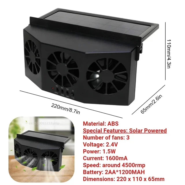 New Car Exhaust Fan USB Rechargeable/solar Air Circulation Cooling and Heat Dissipation High Wind Power 2/3 Head Ventilation Fan