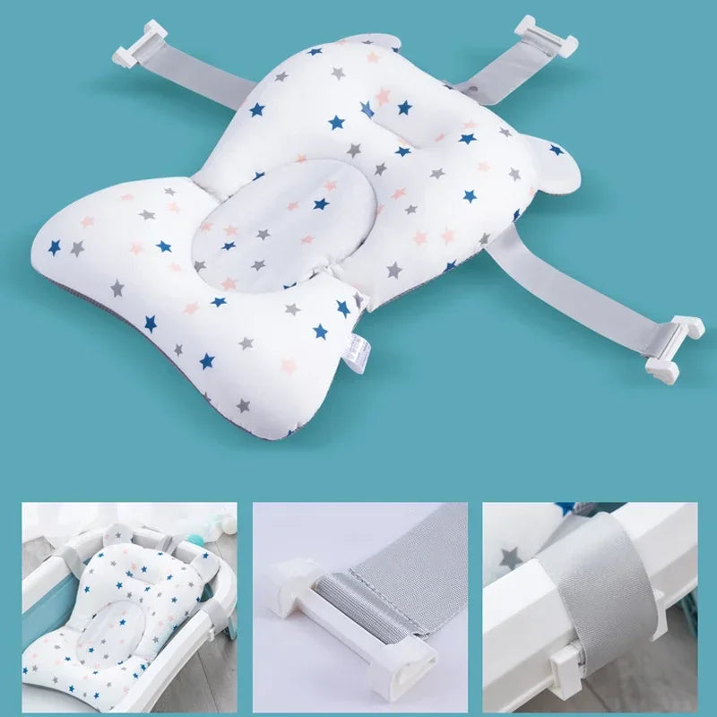 Newborn Bathtub Pillow Infant Anti-Slip Soft Comfort Body Cushion Baby Bath Seat Support Mat Foldable Bath Tub Pad &amp Chair