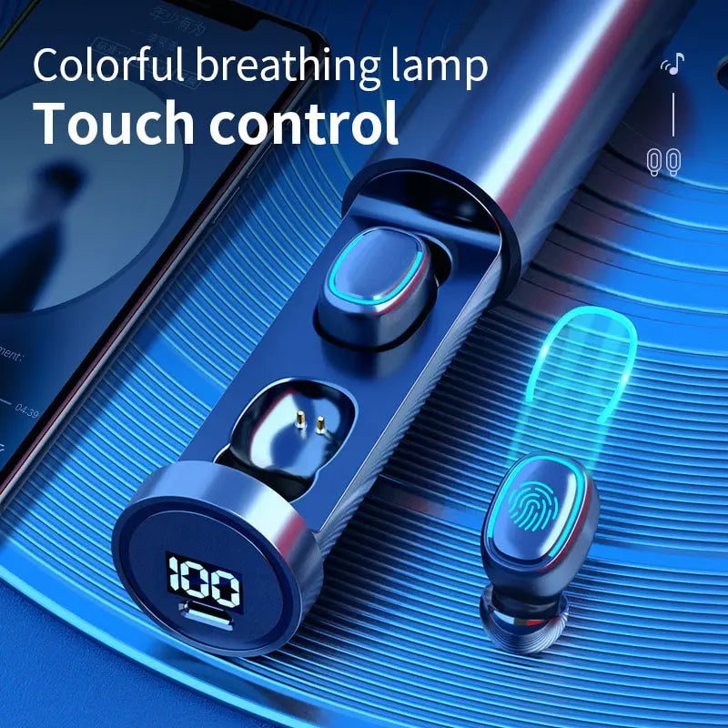 C1-1 Bluetooth Earphone Outdoor Sport Wireless Headset V5.1 With Charging Bin Display Touch Control Headphone Earbuds Waterproof