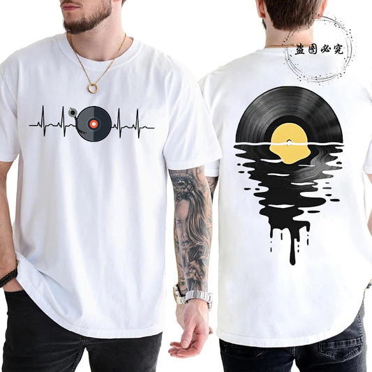 Phonograph Record Graphic Y2k Tops Fashion Music Lover Tee Shirts for Men Women DJ Music Gifts Funny T-Shirt for Men Clothing