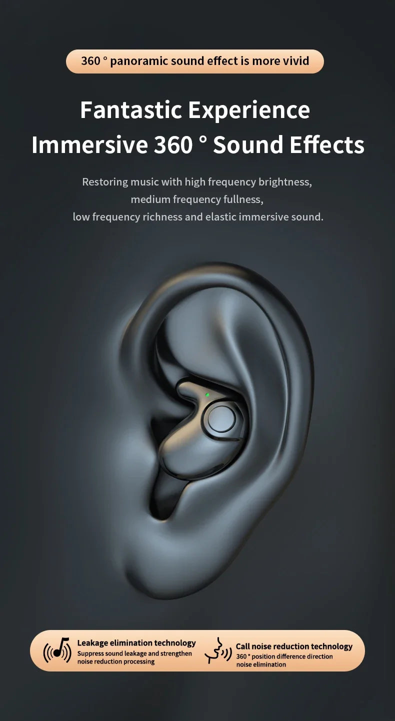 Invisible Sleep Earphones Wireless Bluetooth 5.3 Headphones IPX5 Waterproof Noise Reduction Earbuds Touch Control Headsets