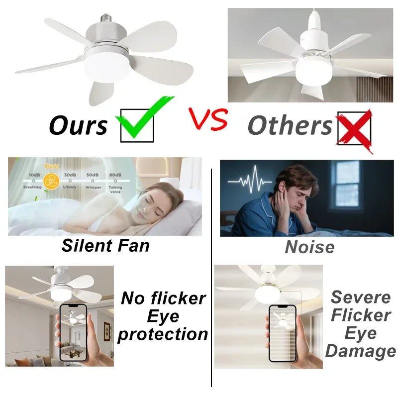 16 Inch 2-in-1 Ceiling Fan with Light Remote Control Fan Lights Dimmable E27 Socket Bedroom Living Room Kitchen Office Bathroom