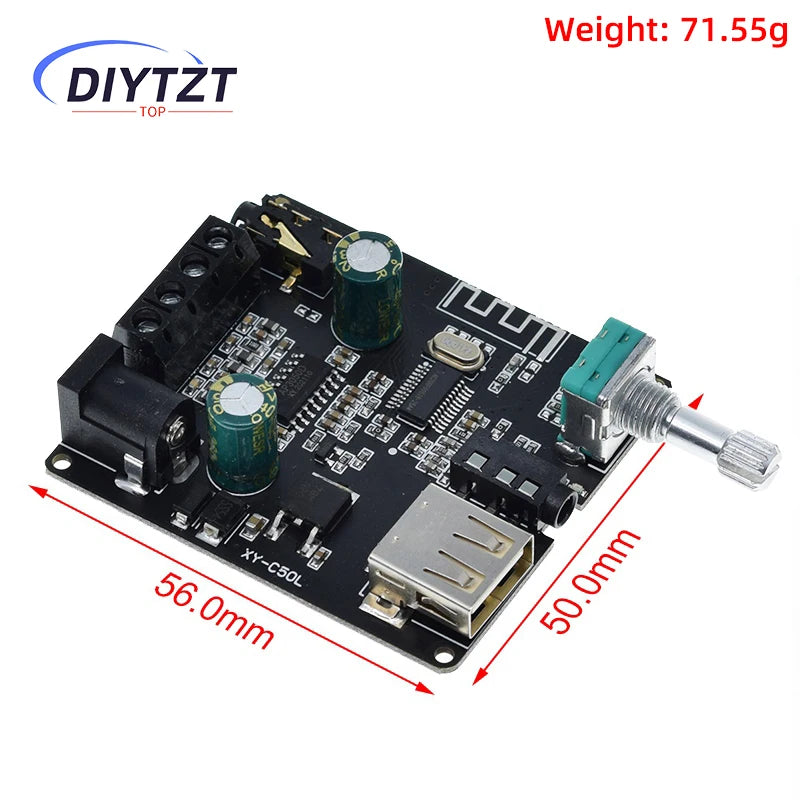 2*50W Bluetooth 5.0 Power Amplifier Class D Audio 10W~100W HiFi Stereo Wireless Music Player Mini USB Sound Card App Digital AMP
