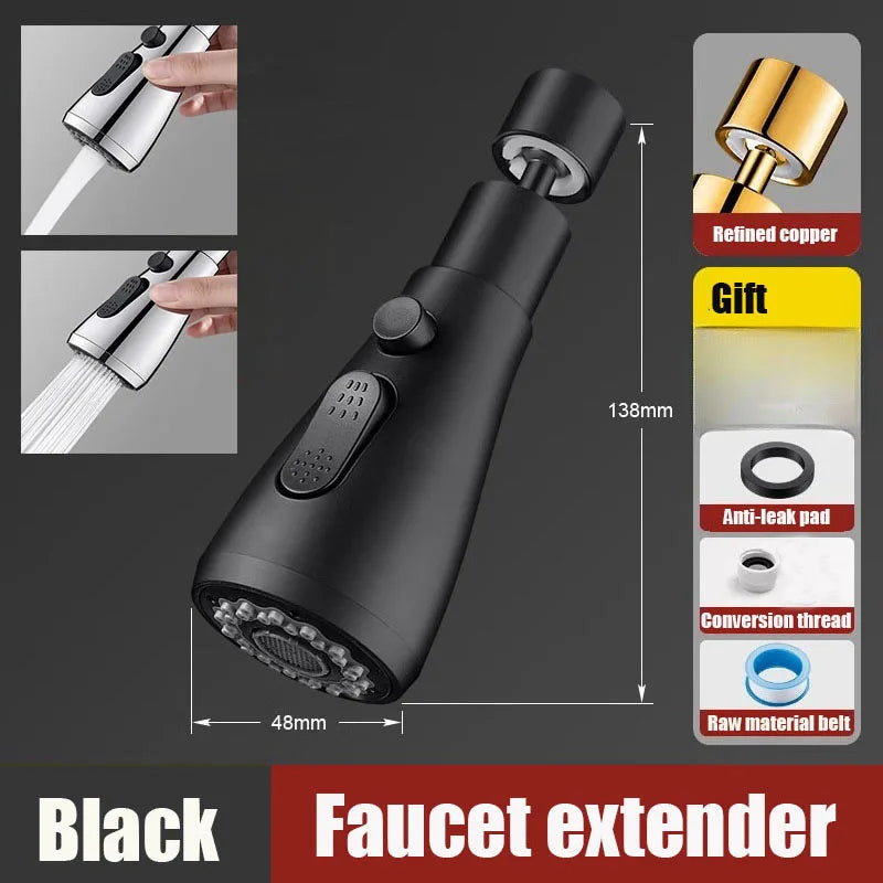 Universal 720° Rotate Kitchen Faucet Extender Aerator Splash Filter Kitchen Washbasin Faucet Bubbler Nozzle