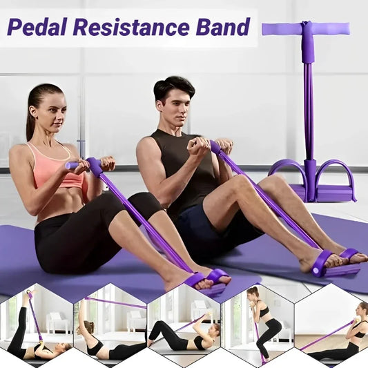 Four-tube pedal fitness tool, multi-functional home fitness equipment, yoga abdominal strengthening elastic band, tension rope