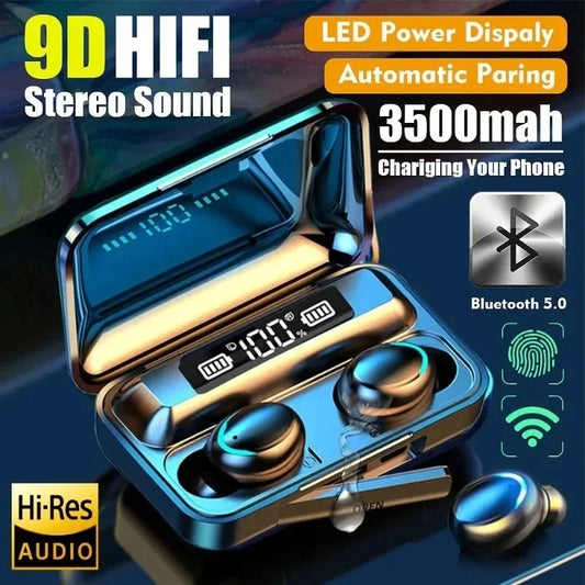 F9 TWS Earphones Wireless Bluetooth 9D HiFi Sports Noise Reduction Headphone Touch Control HD Call Earbuds In-Ear Gamer Headsets