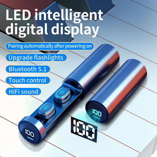 C1-1 Bluetooth Earphone Outdoor Sport Wireless Headset V5.1 With Charging Bin Display Touch Control Headphone Earbuds Waterproof