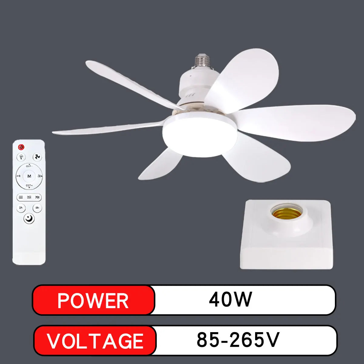 E27 with Remote LED 30W Ceiling Fan Light Dimming Function Suitable for Living Room Study and Home use 85-265V lamp