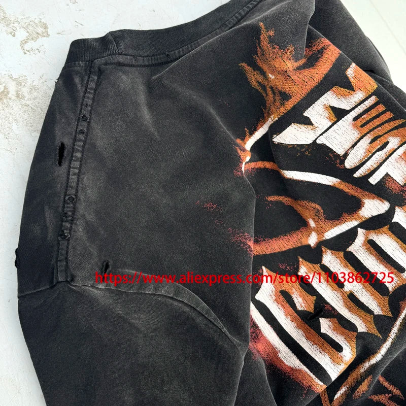 Fashionable Brand West Coast Choppers Short Sleeve T-shirt Ripped Hole Do Old High Quality Design Logo Print Tops Tees