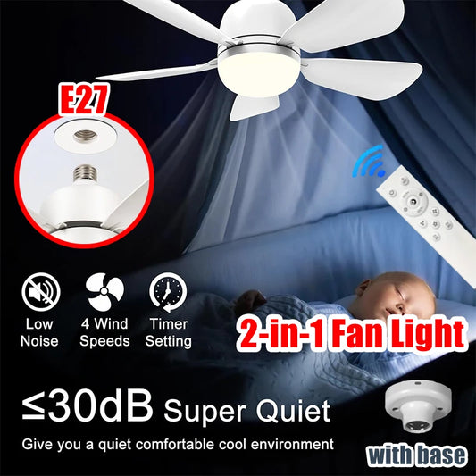 16 Inch 2-in-1 Ceiling Fan with Light Remote Control Fan Lights Dimmable E27 Socket Bedroom Living Room Kitchen Office Bathroom