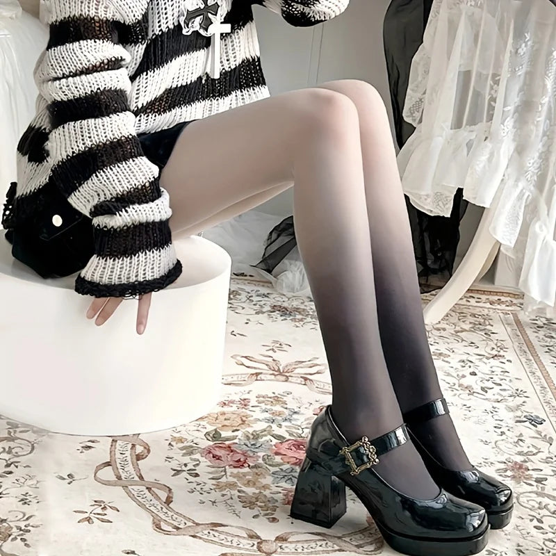 Summer Slim Fit Footed thin Pantyhose Women contrast color Lolita Stockings amp Hosiery Gradient Colour Sexy Stylish Cute tights