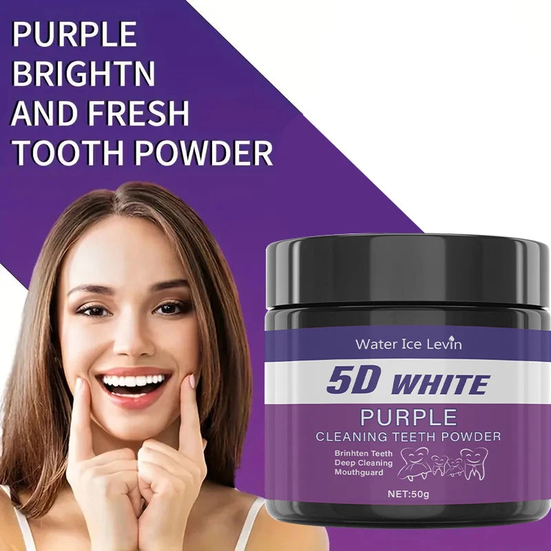 Purple Teeth Cleaning Powder - No Sulfuric Acid, Deep Cleansing and Polishing, Whitens Teeth Within 5 Days, Portable Daily Use and Travel