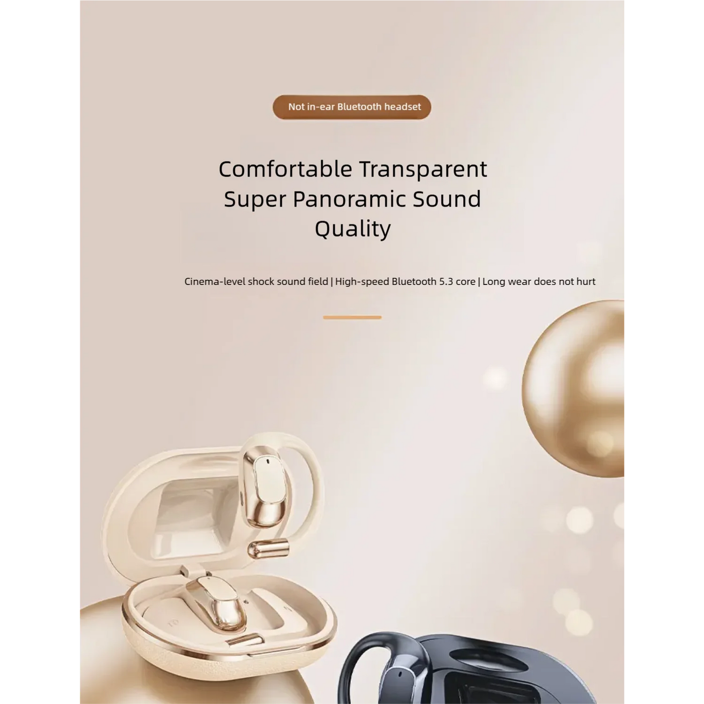 Hook-style Wireless Bluetooth Earbuds with Smart Digital Display Open-Ear Design for Sound Transmission Non-In-Ear Running Sport