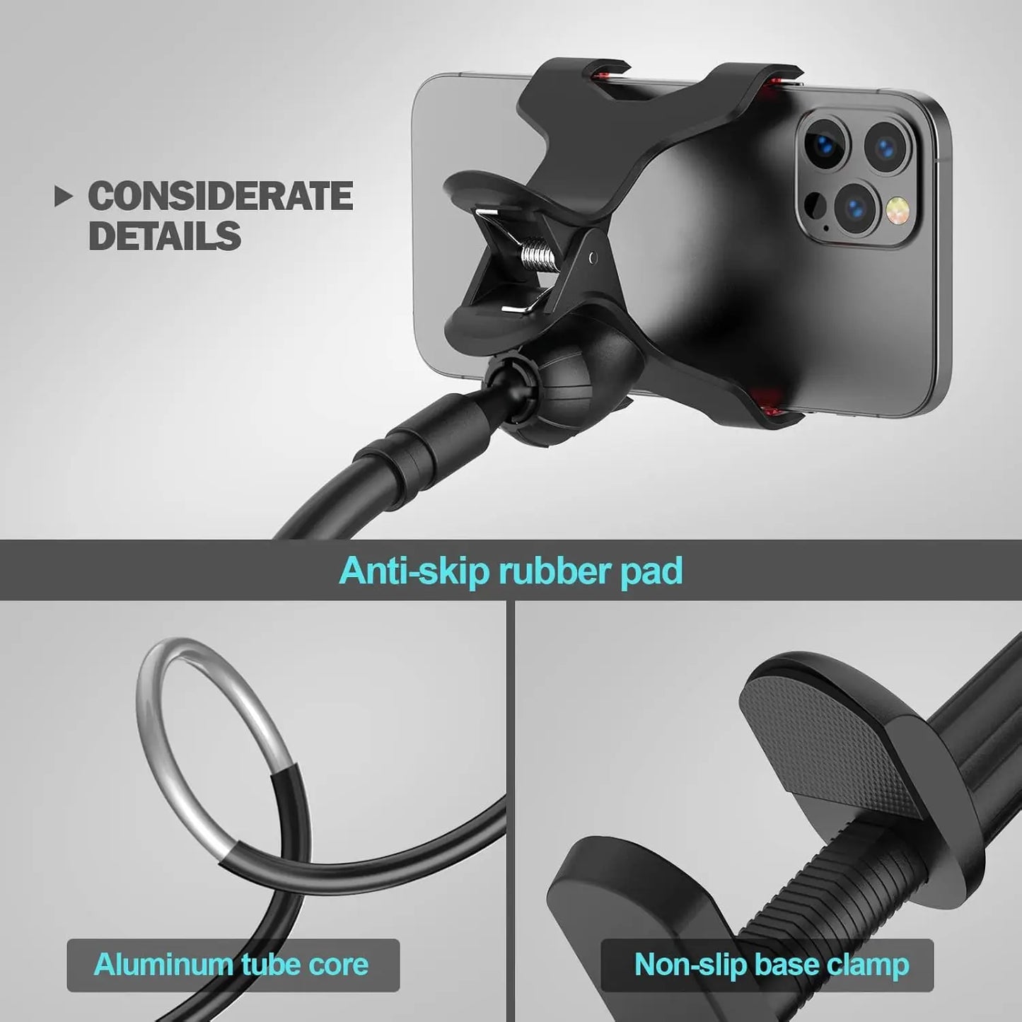 Lazy Bedside DesktopMobile Phone Clamp Bracket Flexible Long Arm Gooseneck Lazy Person Bracket With Handle Overhead Live Bracket