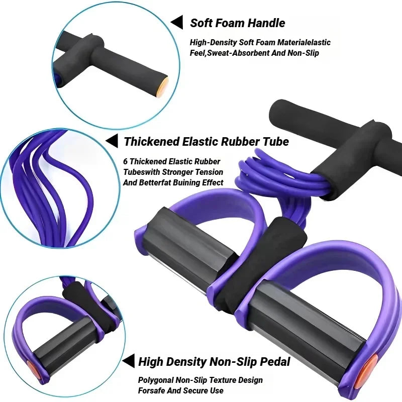 Four-tube pedal fitness tool, multi-functional home fitness equipment, yoga abdominal strengthening elastic band, tension rope