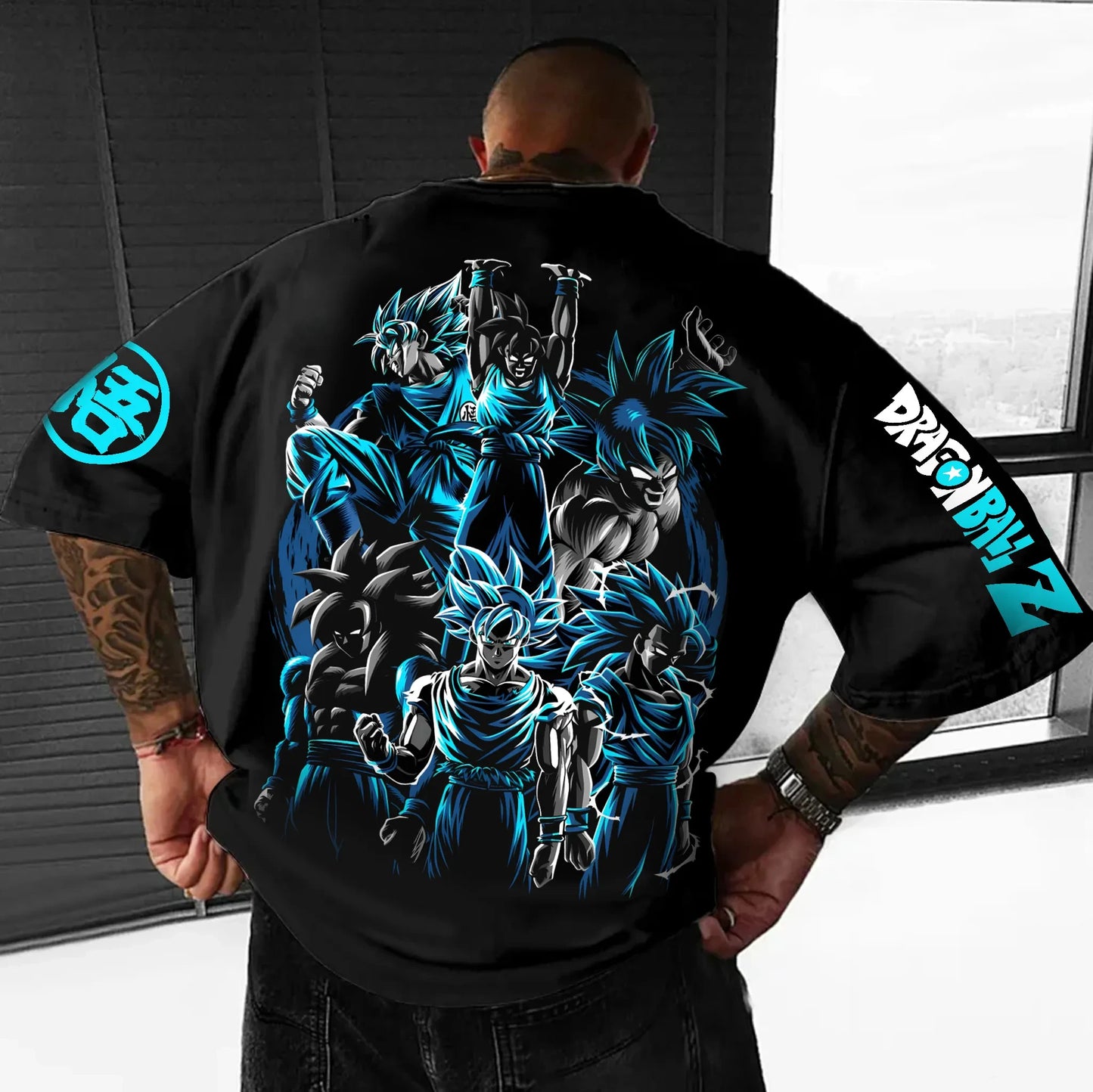 Dragon Ball Goku Devil Horn Loose Version T-shirt Men Anime Muscle Cool Streetwear Cotton Casual Streetwear Summer Y2K Fashion